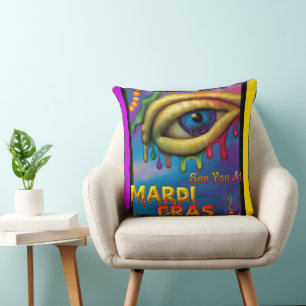 Ik zie je bij Mardi Gras Eye Kussen
