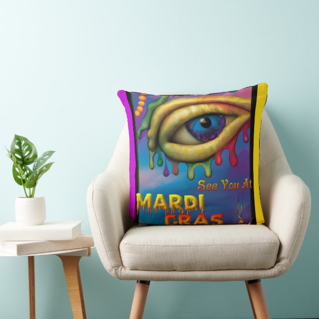 Ik zie je bij Mardi Gras Eye Kussen (Stoel)