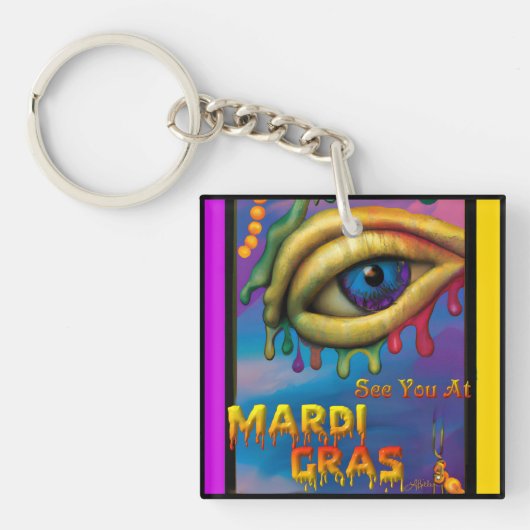 Ik zie je bij Mardi Gras Eye Sleutelhanger (voorkant)