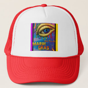 Ik zie je bij Mardi Gras Eye Trucker Pet