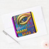 Ik zie je bij Mardi Gras Eye Vierkante Sticker (Envelop)