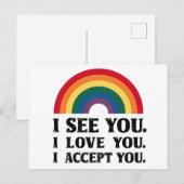 Ik zie je Ik hou van je Ik accepteer je LGBTQ Briefkaart (Voorkant / Achterkant)