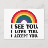 Ik zie je Ik hou van je Ik accepteer je LGBTQ Briefkaart (Voorkant)