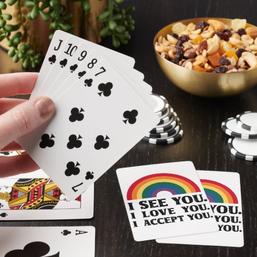 Ik zie je Ik hou van je Ik accepteer je LGBTQ Pokerkaarten (Insitu)