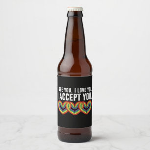 Ik zie je ik hou van je ik accepteer je regenboog bier etiket