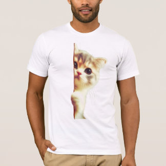 Ik zie je! Schattigee kat die om de hoek kijkt T-shirt