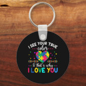 Ik zie je ware kleur autisme bewustzijn dag liefde sleutelhanger (Voorkant)