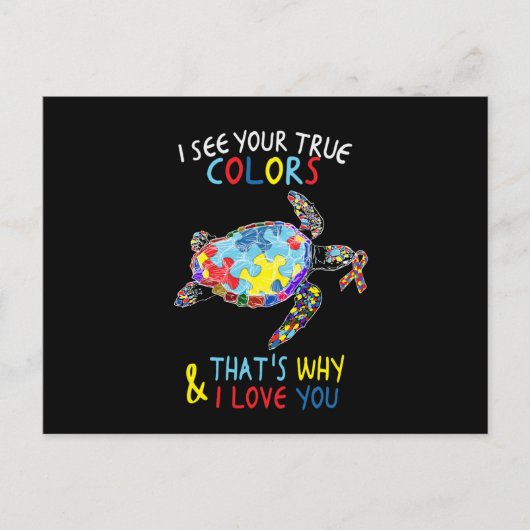 Ik zie je ware kleuren die ik van je hou briefkaart (Voorkant)