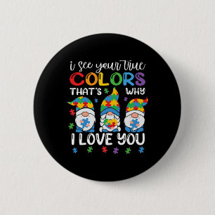 Ik Zie Je Ware Kleuren Kabouters Autisme Bewustzij Ronde Button 5,7 Cm