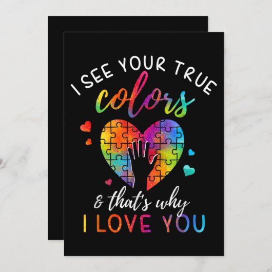 Ik zie je ware kleuren, Puzzle World Autisme Kaart (Voorkant / Achterkant)