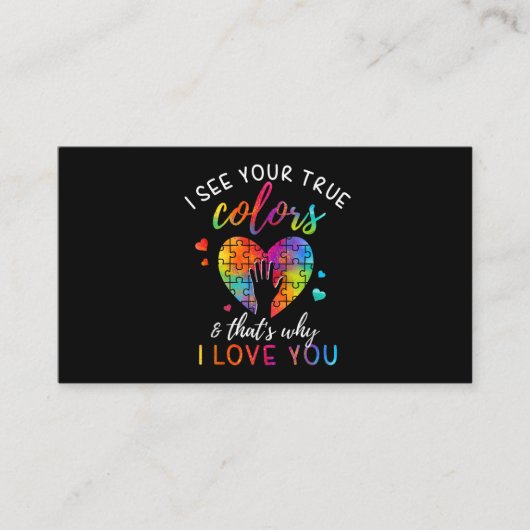 Ik zie je ware kleuren, Puzzle World Autisme Visitekaartje (Voorkant)