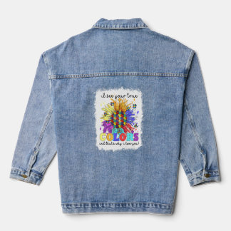 Ik zie je ware kleuren zonnebloemautisme A Denim Jacket