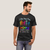 Ik zie jouw ware kleuren handenvol Autisme Happ T-shirt (Voorkant volledig)