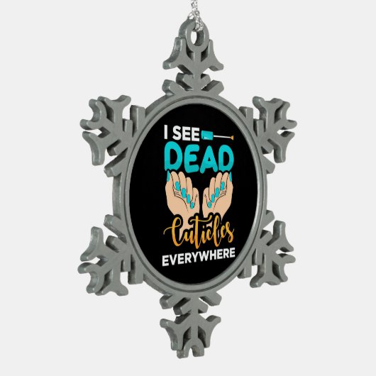 Ik zie overal kubussen tin sneeuwvlok ornament (Links)