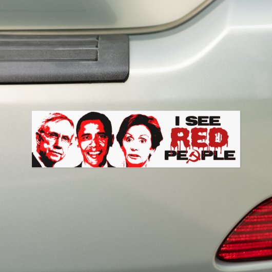 Ik zie Rode Mensen Bumpersticker (Op auto)