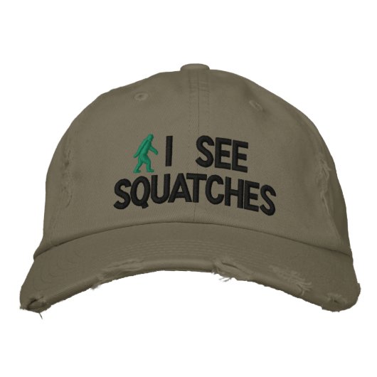 Ik zie squatches geborduurde pet (Voorkant)