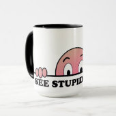 Ik zie stomme mensen grappig | Roze Mok (Voorkant links)