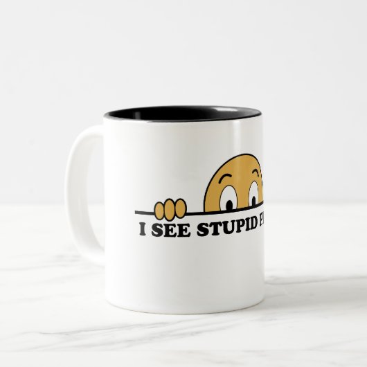 Ik zie stoute mensen tweekleurige koffiemok (Voorkant links)