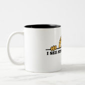 Ik zie stoute mensen tweekleurige koffiemok (Links)