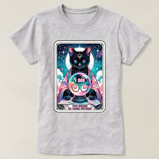 Ik zie Toe Beans Cat Tarot Kaart T-shirt (Design voorkant)