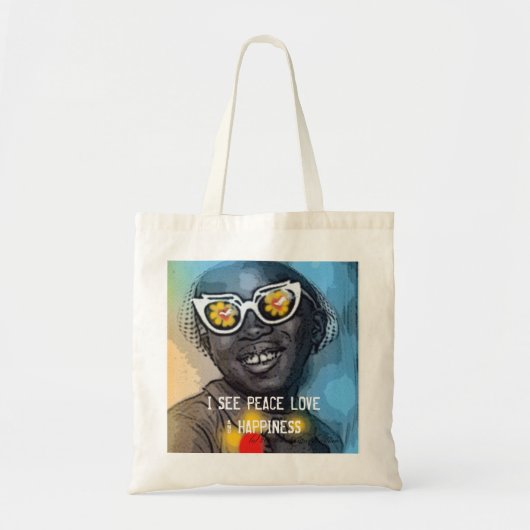 IK ZIE VREDESVERLIES EN HAPPINESS-CANVAS TAS (Voorkant)