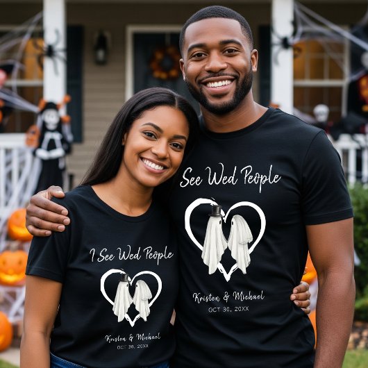 Ik zie Wed People Ghost Couple Halloween Wedding T-shirt