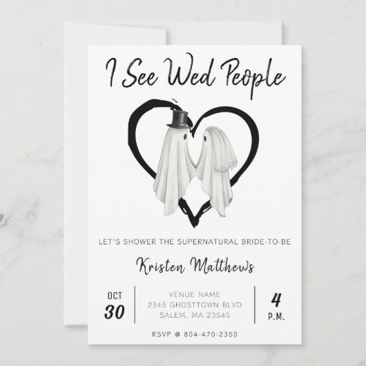 Ik zie Wed People Ghost Halloween Vrijgezellenfees Kaart (Voorkant)