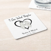 Ik zie Wed People Ghost Halloween Wedding Kartonnen Onderzetters (Schuin)