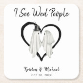 Ik zie Wed People Ghost Halloween Wedding Kartonnen Onderzetters (Voorkant)