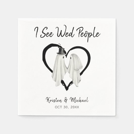 Ik zie Wed People Ghost Halloween Wedding Servet (Voorkant)