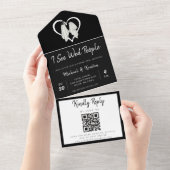 Ik zie Wed People Gothic Ghost Halloween Wedding All In One Uitnodiging (Afscheurbaar)