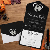 Ik zie Wed People Gothic Ghost Halloween Wedding All In One Uitnodiging