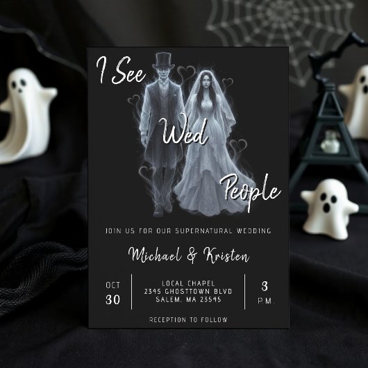Ik zie Wed People Gothic Ghost Halloween Wedding Kaart