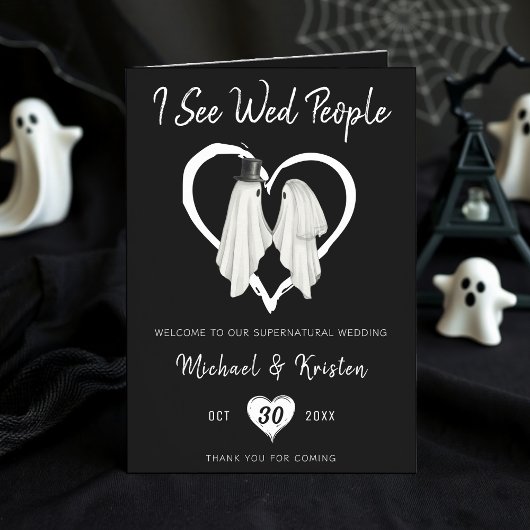 Ik zie Wed People Gothic Ghost Halloween Wedding Programma