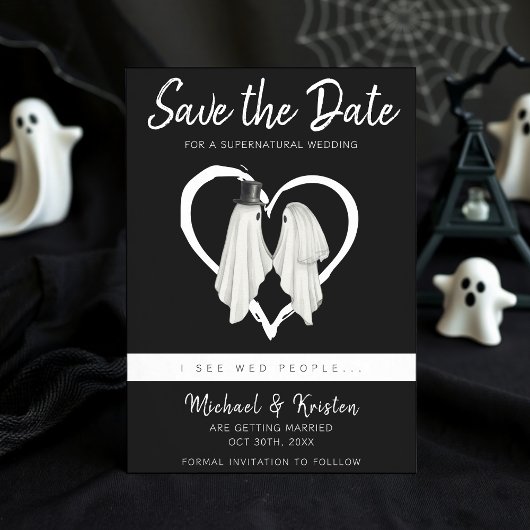 Ik zie Wed People Gothic Ghost Halloween Wedding Save The Date