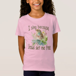 Ik zing Christelijk T-shirt van het kind Vogelbloe