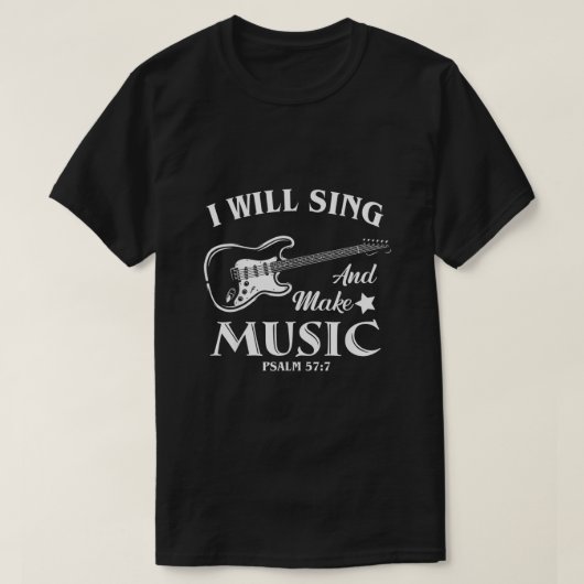Ik Zing en maak muziek Christelijk gitaar T-shirt (Design voorkant)
