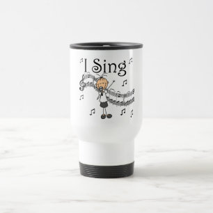 Ik zing muzikale stickfigure T-shirts en cadeaus Reisbeker