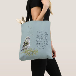 Ik Zing naar de Lord Psalm Bird Art Christelijk Tote Bag