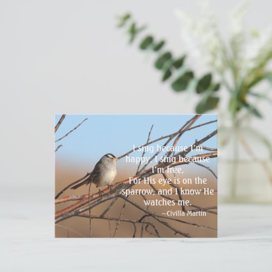 Ik zing omdat ik blij ben briefkaart (Staand voorkant)