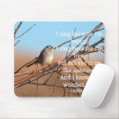 Ik zing omdat ik blij ben Sparrow Muismat (Met muis)