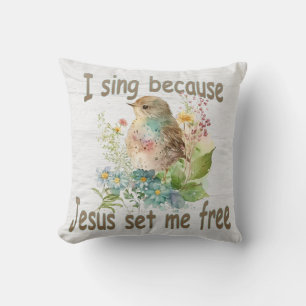 Ik zing Sierkussen Christelijke Home Decor Bird