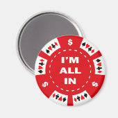 Ik zit allemaal in rode poker chip magneet (Voorkant / Achterkant)
