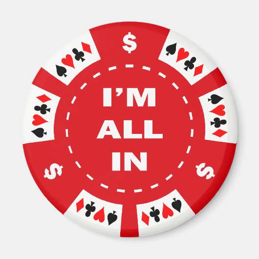Ik zit allemaal in rode poker chip magneet (Voorkant)