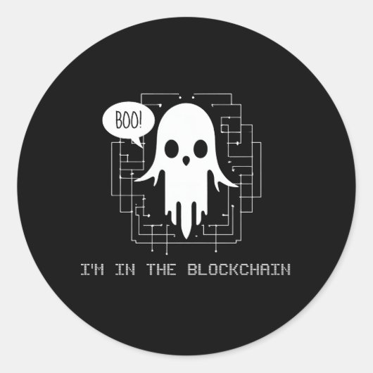 Ik zit in de Blockchain Funny Crypto Halloween Ronde Sticker (Voorkant)