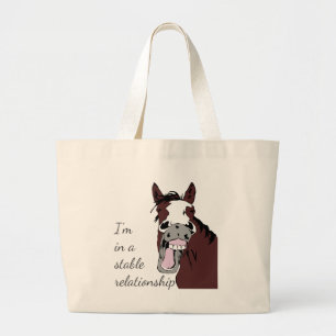 Ik zit in een Stable Relatie Fun Horse Pun Grote Tote Bag