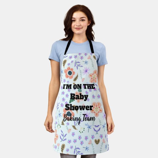 Ik zit in het Baby shower Team Flower Schort (Gedragen)