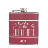 Ik zit liever op de golfbaan Quote met initialen Heupfles (Voorkant)