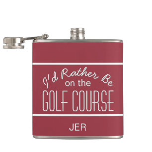 Ik zit liever op de golfbaan Quote met initialen Heupfles