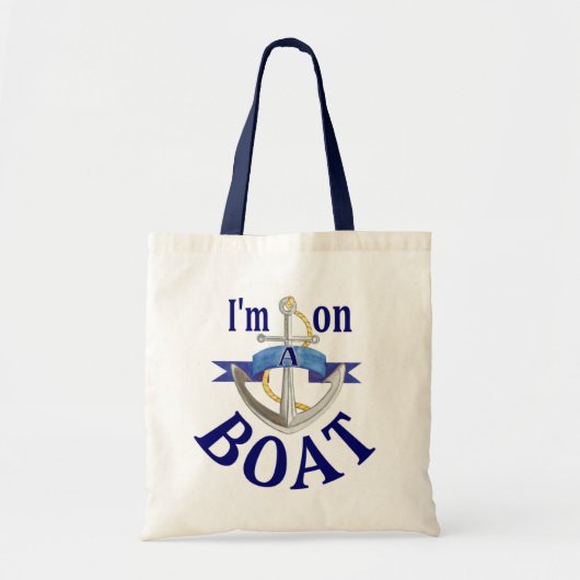 Ik zit op een Boat Funny gezegde herbruikbare bood Tote Bag (Voorkant)